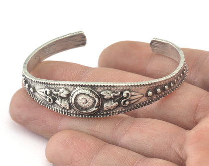Textured Bracelet Antique Silver Plated Brass (58mm inner size - Adjustable ) OZ3164