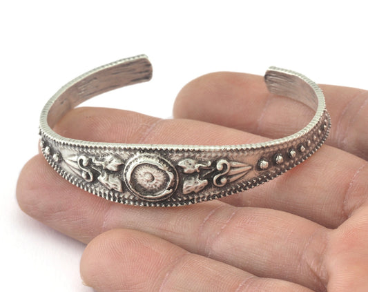 Textured Bracelet Antique Silver Plated Brass (58mm inner size - Adjustable ) OZ3164