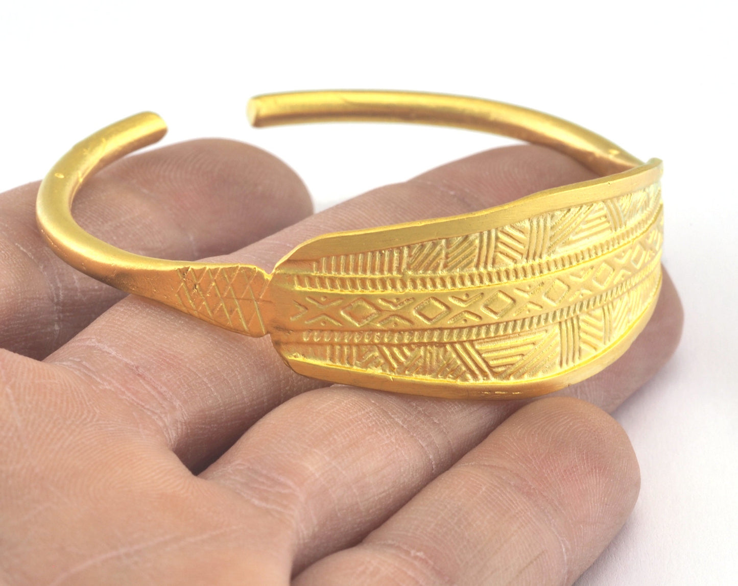 Textured Bracelet Matte Gold Plated Brass (64mm inner size - Adjustable ) OZ3154