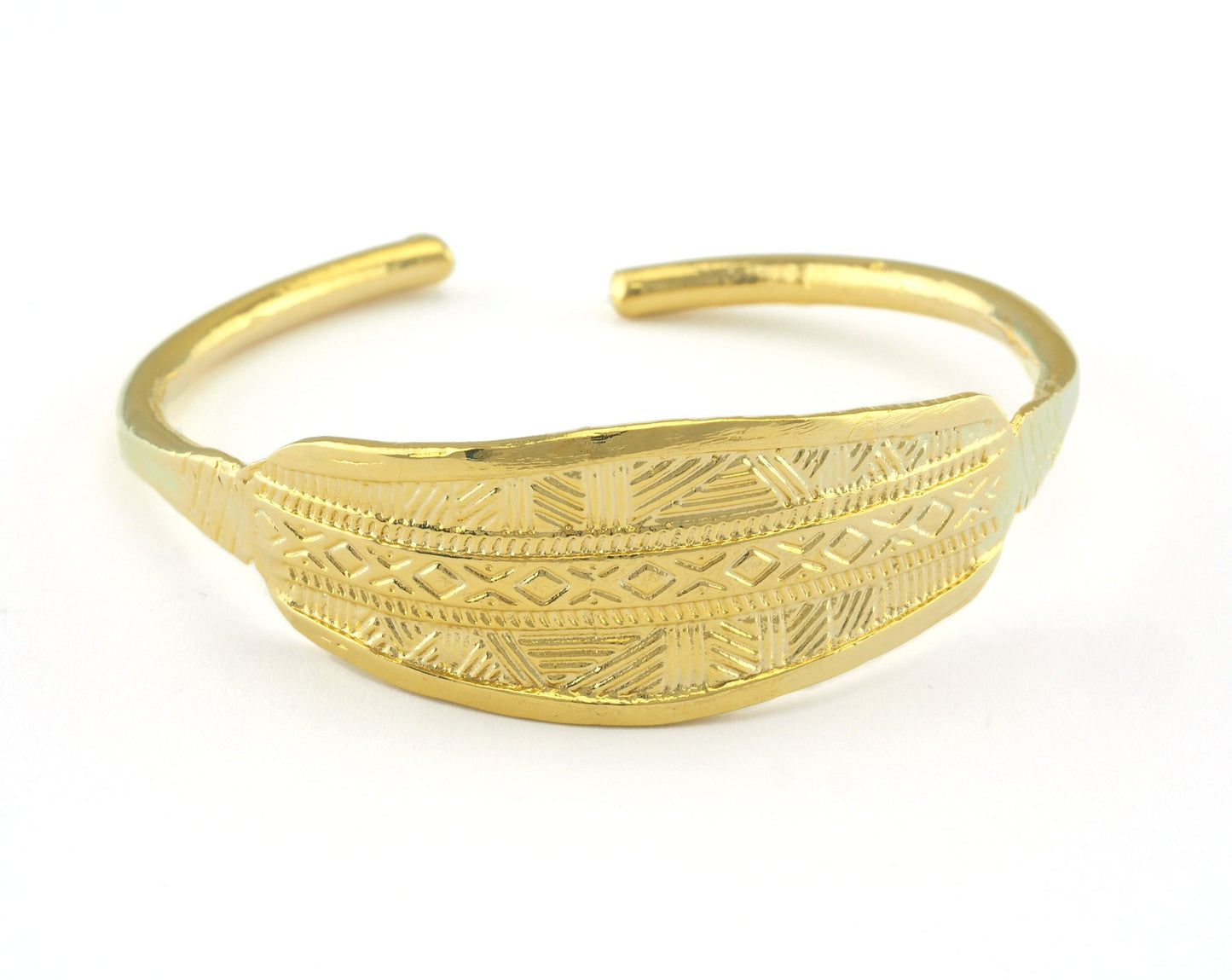 Textured Bracelet Shiny Gold Plated Brass Adjustable (64mm inner size - Adjustable ) OZ3154