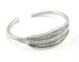 Textured Bracelet Antique Silver Plated Brass Adjustable (64mm inner size - Adjustable ) OZ3154