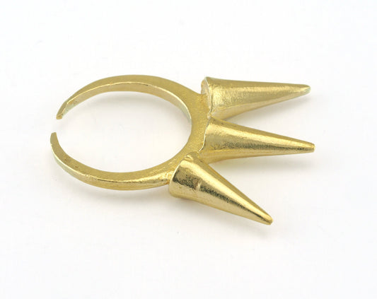 Spike Adjustable Ring Raw brass (18mm 8US inner size) OZ3244