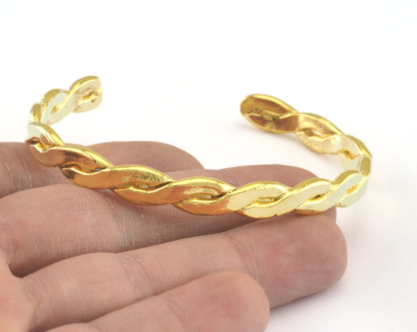 Swirl Bracelet Shiny Gold Plated Brass 1 pc. (64mm inner size - Adjustable ) OZ2966