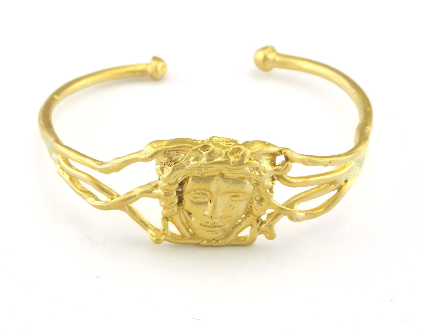 Cuff Bracelet Face Matte Gold Plated Brass (52mm inner size - Adjustable ) OZ3175