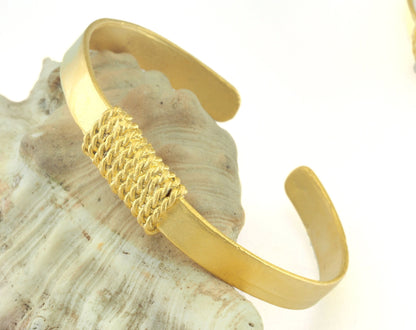 Roped Bracelet Adjustable Matte Gold Plated Brass (64mm inner size - Adjustable ) OZ3150