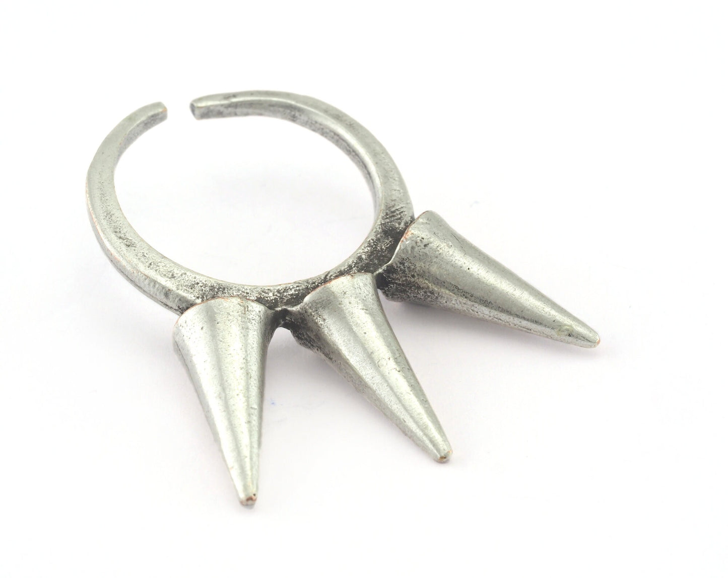 Spike Adjustable Ring Antique Silver Plated brass (18mm 8US inner size) OZ3244