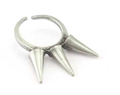 Spike Adjustable Ring Antique Silver Plated brass (18mm 8US inner size) OZ3244