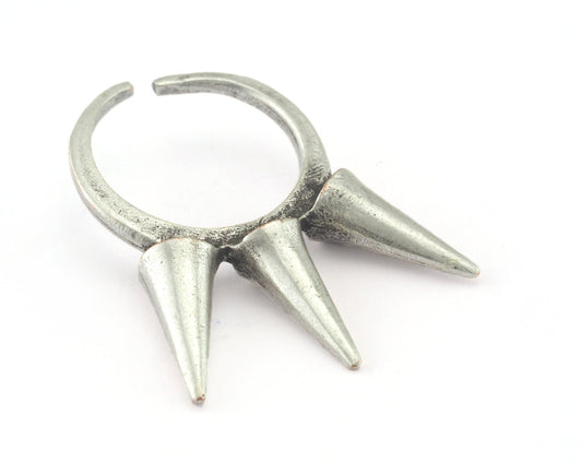 Spike Adjustable Ring Antique Silver Plated brass (18mm 8US inner size) OZ3244