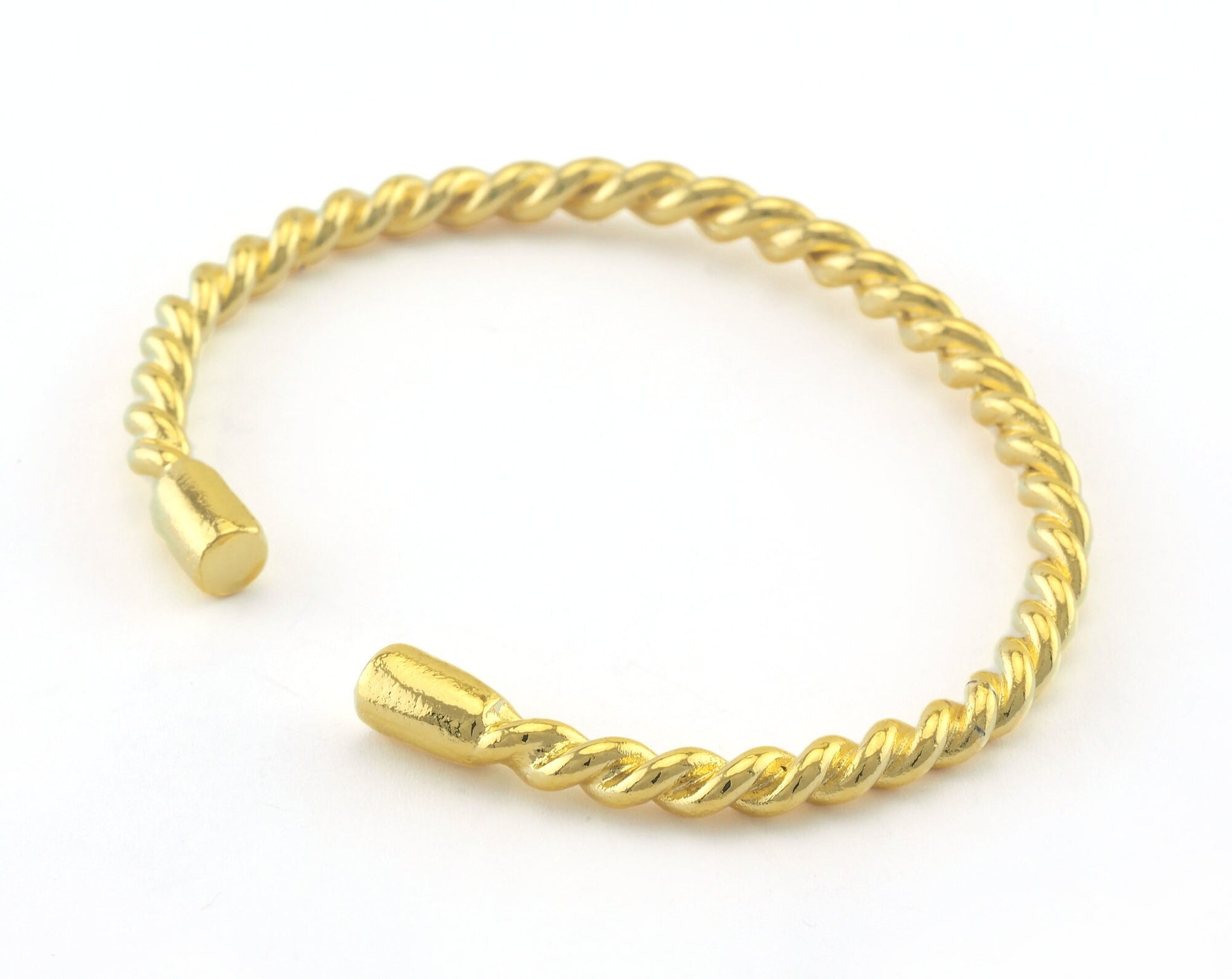 Cuff Bracelet Twisted Adjustable Shiny Gold Plated Brass (65mm inner size - Adjustable ) OZ3173