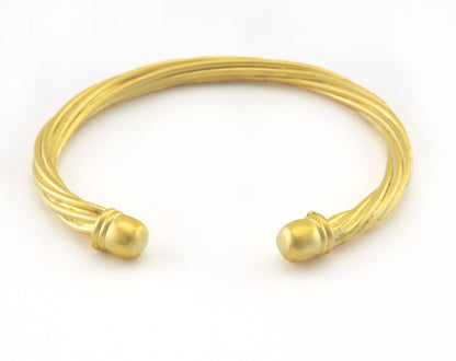 Cuff Bracelet Swirl Matte Gold Plated Brass (60mm inner size - Adjustable ) OZ3168