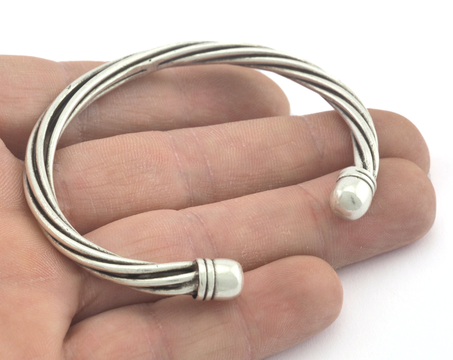 Cuff Bracelet Swirl Adjustable Antique Silver Plated Brass (60mm inner size - Adjustable ) OZ3168