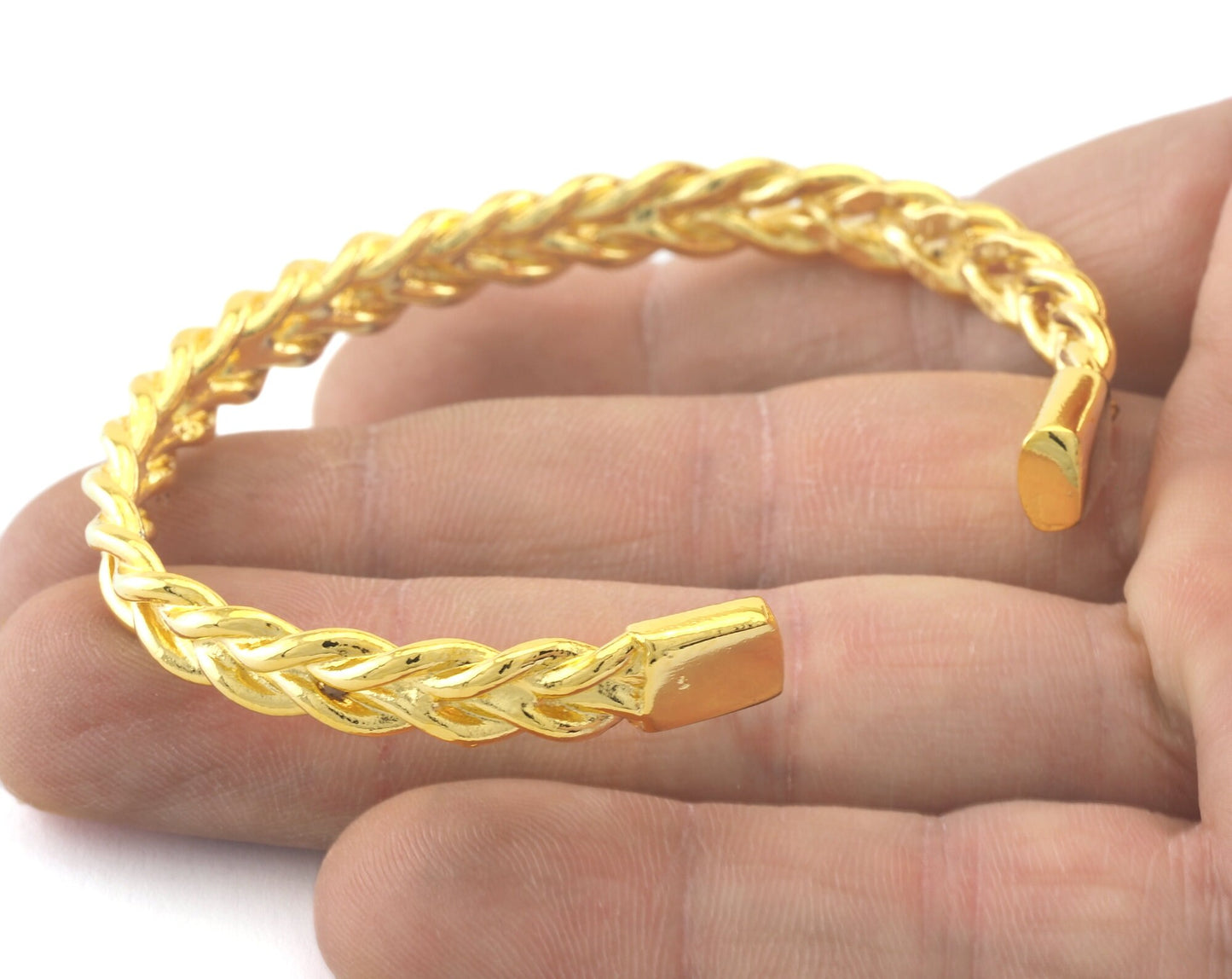 Cuff Bracelet Swirl Adjustable Shiny Gold Plated Brass (61mm inner size - Adjustable ) OZ3165