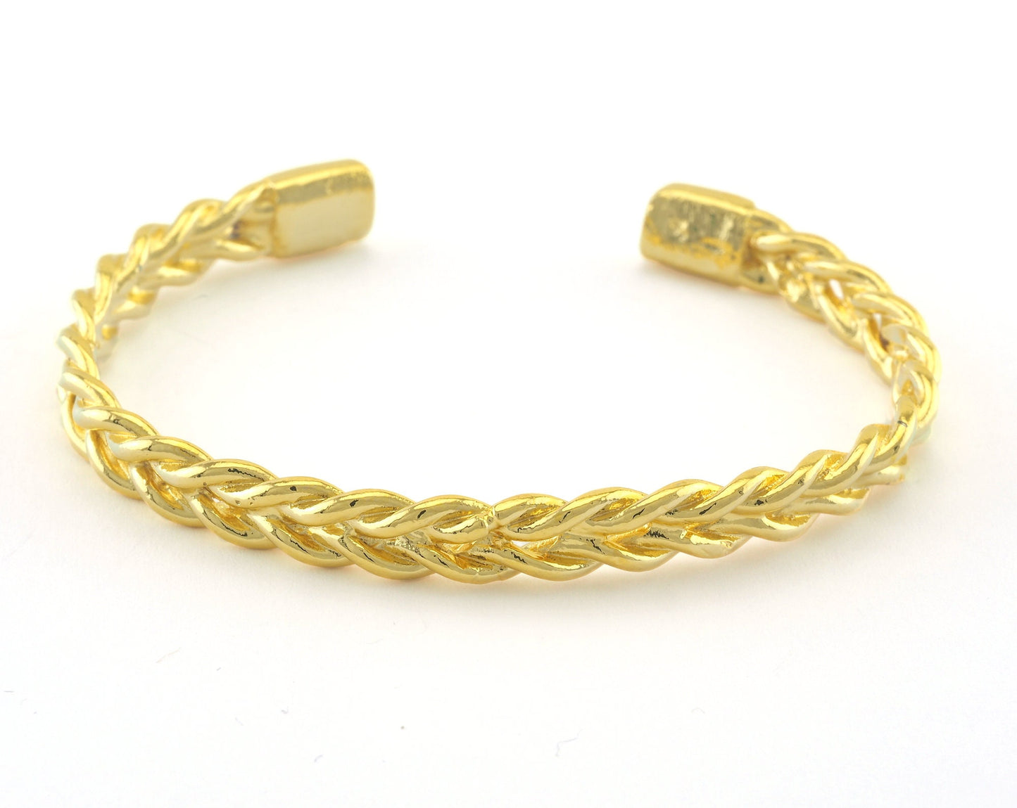 Cuff Bracelet Swirl Adjustable Shiny Gold Plated Brass (61mm inner size - Adjustable ) OZ3165
