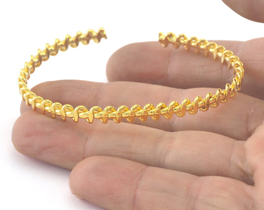 Swirl Bracelet Shiny Gold Plated Brass (64mm inner size - Adjustable ) OZ2995