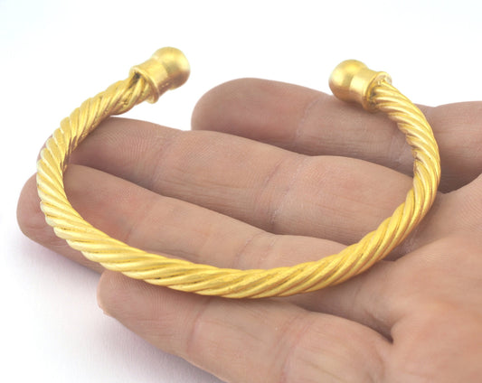 Swirl Bracelet Matte Gold Plated Brass Adjustable (62mm inner size - Adjustable ) OZ3152