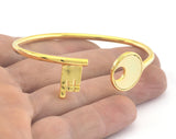 Key Bracelet Adjustable Shiny Gold Plated Brass (62mm inner size - Adjustable ) OZ3183