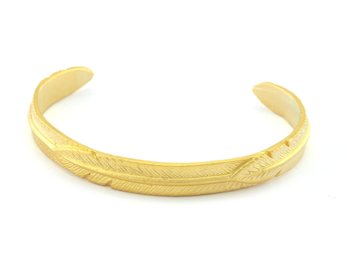 Feather Cuff Bracelet Matte Gold Plated Brass (62mm inner size - Adjustable ) OZ3174