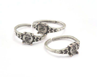 Ring Adjustable Ring Bezel Antique Silver Plated brass (18mm 7.5US inner size - Adjustable ) OZ2716