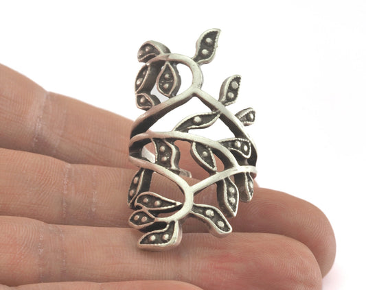 Leaf - Leaves Ring Adjustable 42mm Antique Silver Plated brass (18mm 8US inner size) 4316 ring21