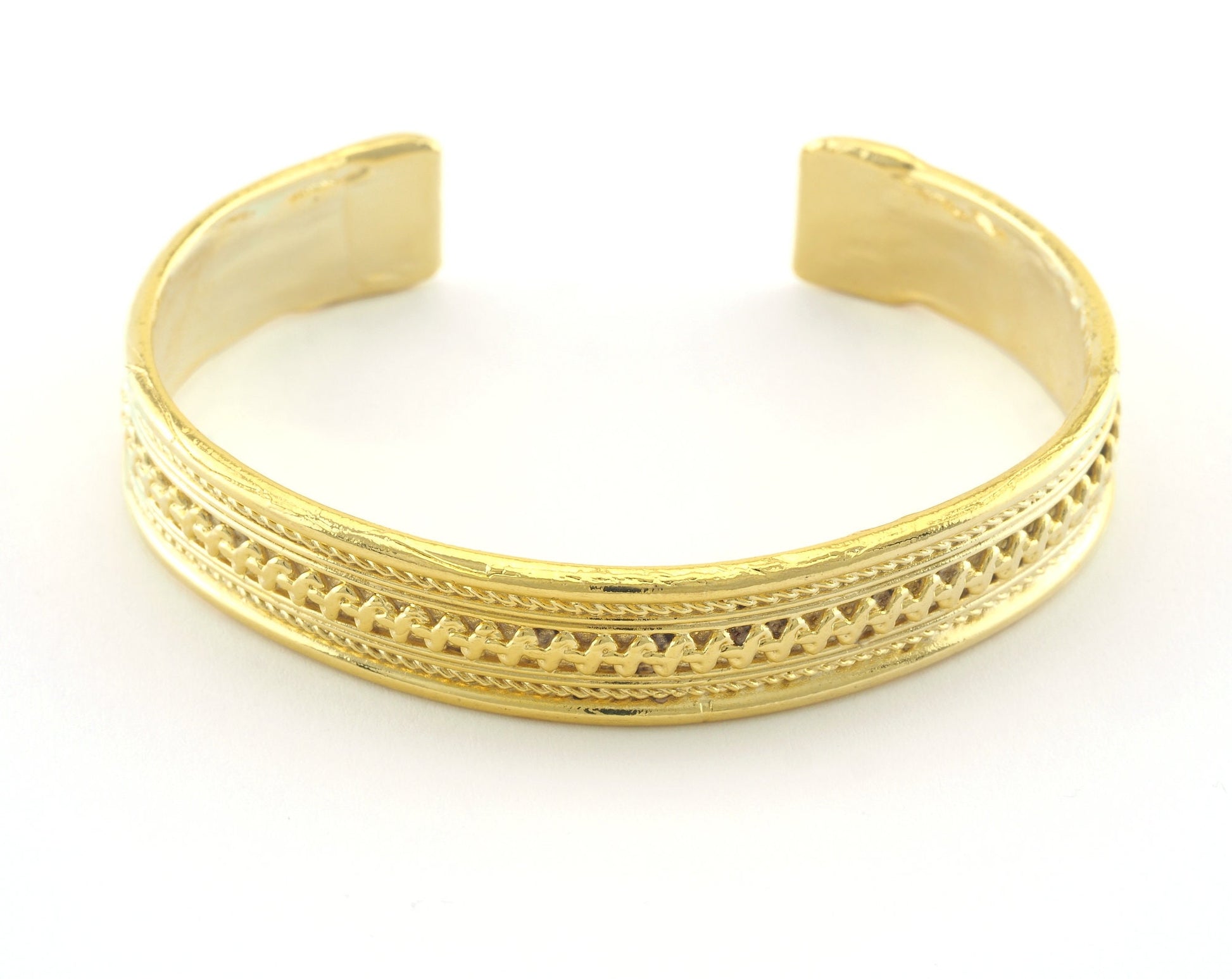 Textured Bracelet Shiny Gold Plated Brass Adjustable (60mm inner size - Adjustable ) OZ3181