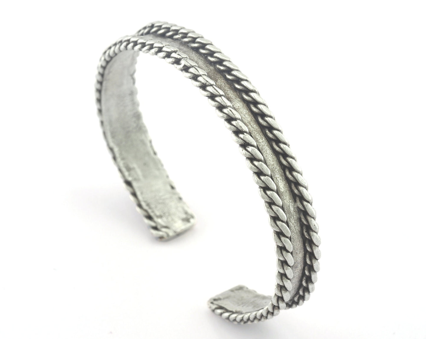 Side Swirl Bracelet Adjustable Antique Silver Plated Brass (64mm inner size - Adjustable ) OZ3151