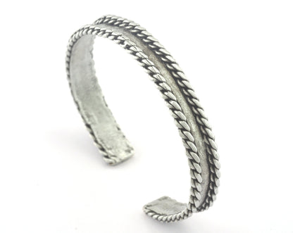 Side Swirl Bracelet Adjustable Antique Silver Plated Brass (64mm inner size - Adjustable ) OZ3151