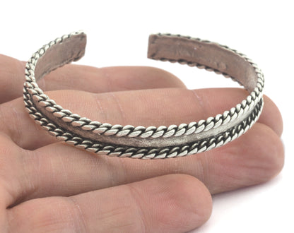 Side Swirl Bracelet Adjustable Antique Silver Plated Brass (64mm inner size - Adjustable ) OZ3151