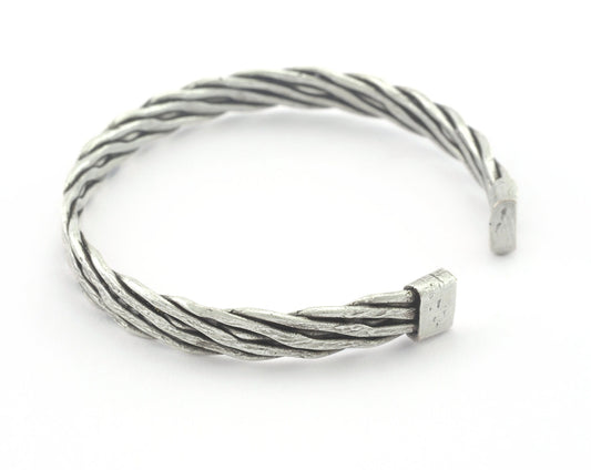 Swirl Bracelet Antique Silver Plated Brass Adjustable (50mm inner size - Adjustable ) OZ3176