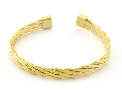 Swirl Bracelet Shiny Gold Plated Brass Adjustable (50mm inner size - Adjustable ) OZ3176