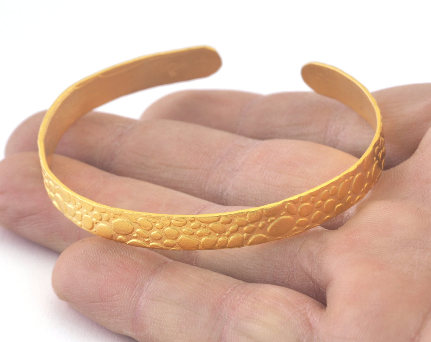 Textured Bracelet Matte Gold Plated Brass Adjustable (68mm inner size - Adjustable ) OZ3182