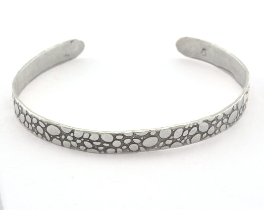 Textured Bracelet Antique Silver Plated Brass Adjustable (68mm inner size - Adjustable ) OZ3182