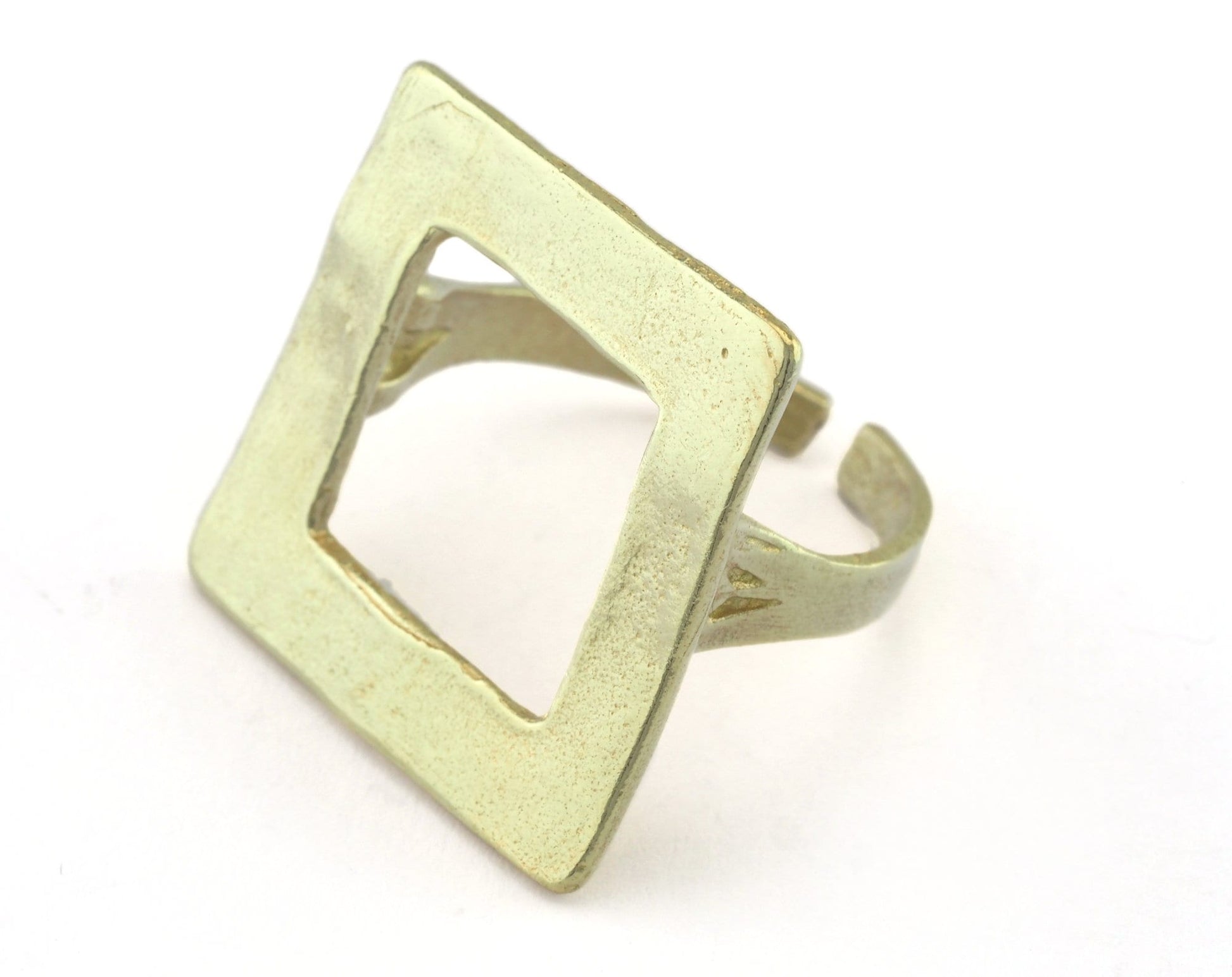 Square Ring Adjustable Raw brass (21mm 11US inner size) OZ3266