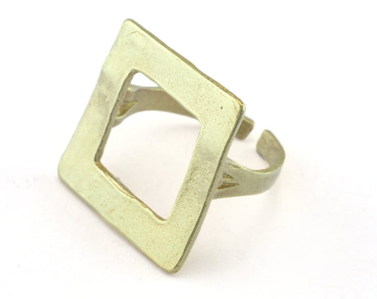 Square Ring Adjustable Raw brass (21mm 11US inner size) OZ3266