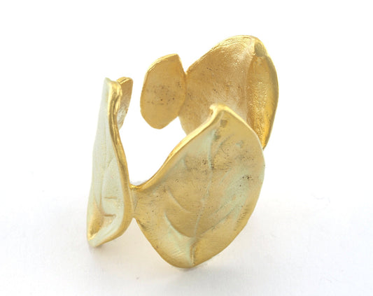 Ring Leaf Adjustable Ring Matte Gold Plated brass (17.5mm 7US inner size - Adjustable ) OZ3272 ring20