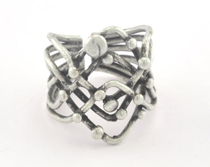 Adjustable Ring Antique Silver Plated Brass (18mm 8US inner size) OZ3306 Ring25