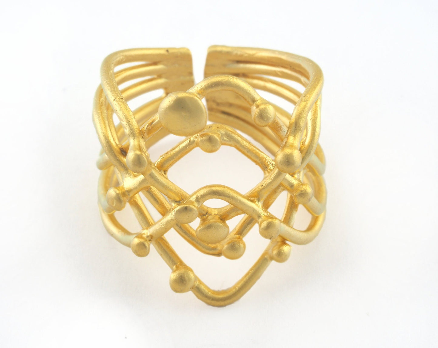 Adjustable Ring Matte Gold Plated Brass (18mm 8US inner size) OZ3306 Ring25