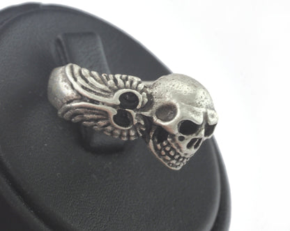 Skull Adjustable Ring Antique Silver Plated brass (17mm 7US inner size) Oz3327 ring26