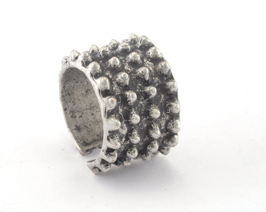 Dotted Adjustable Ring Antique Silver Plated brass 16mm (16.5mm 6US inner size) OZ3331 ring22