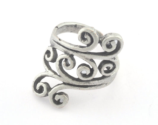 Adjustable Ring Antique Silver Plated brass (17.5mm 7US inner size - Adjustable ) OZ3338