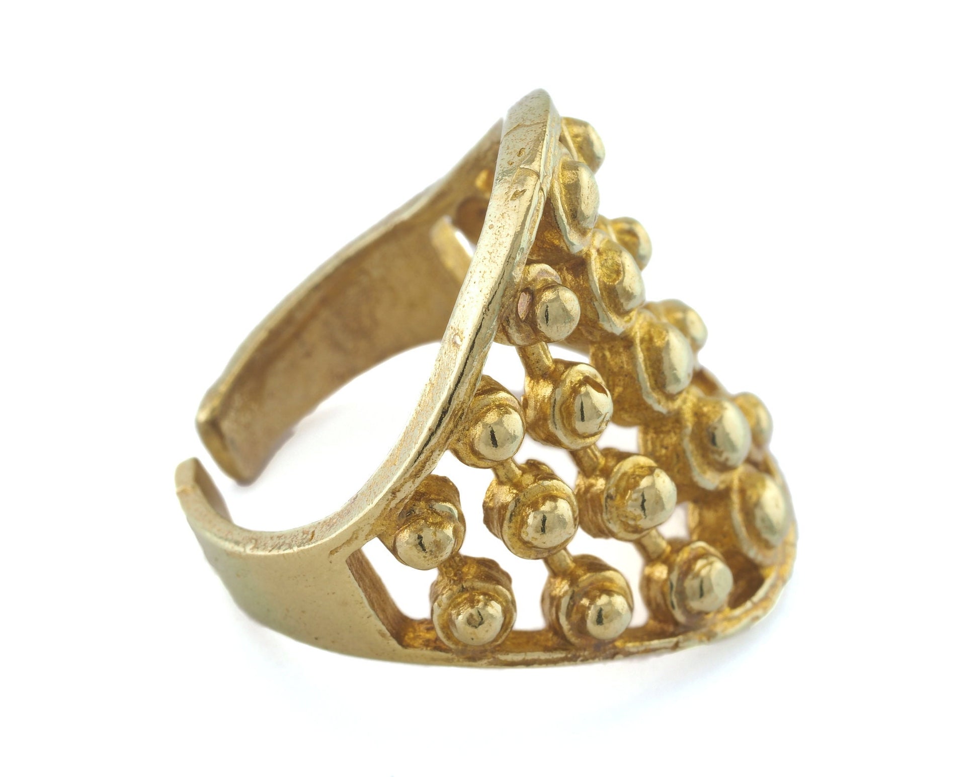 Dotted Ring Adjustable Raw Brass 23mm (19mm 9US inner size) OZ3343