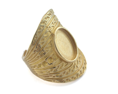 Ring Adjustable Ring Bezel Raw brass (16.5mm 6US inner size - Adjustable ) OZ3344