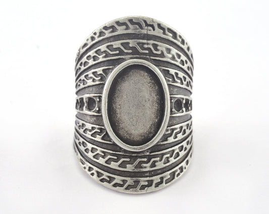 Ring Adjustable Ring Bezel Antique Silver Plated brass (16.5mm 6US inner size - Adjustable ) OZ3344