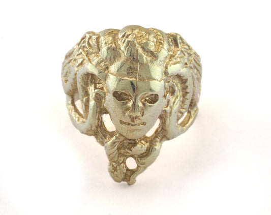 Medusa Adjustable Ring Raw Brass (20mm 10US inner size - Adjustable ) OZ3348