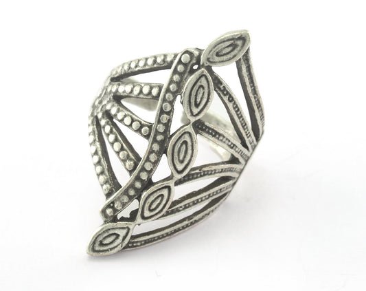 Adjustable Ring Antique Silver Plated brass (18.5mm 8.5US inner size ) OZ3356 34mm