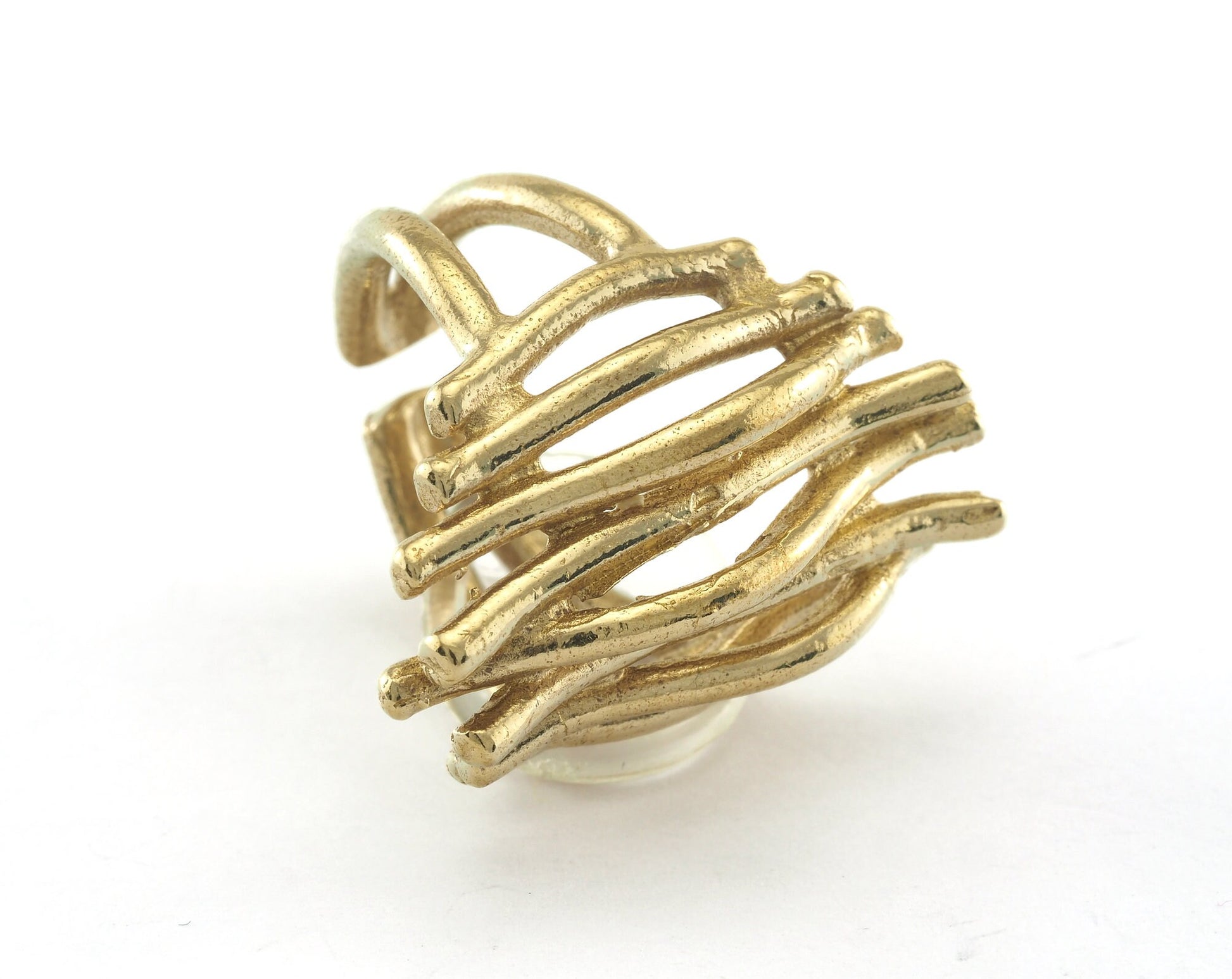 Branches Ring Adjustable Raw Brass 28mm (19mm 9US inner size) OZ3353