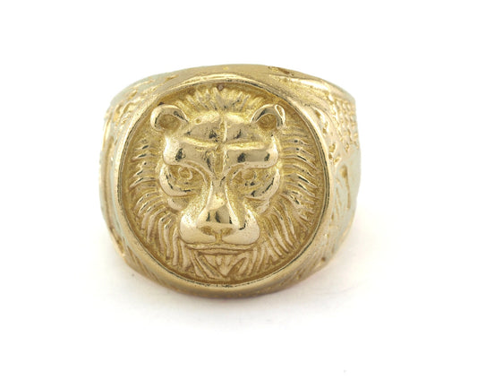 Lion Ring Adjustable Ring Raw Brass (18.5mm 8.5US inner size) OZ3358