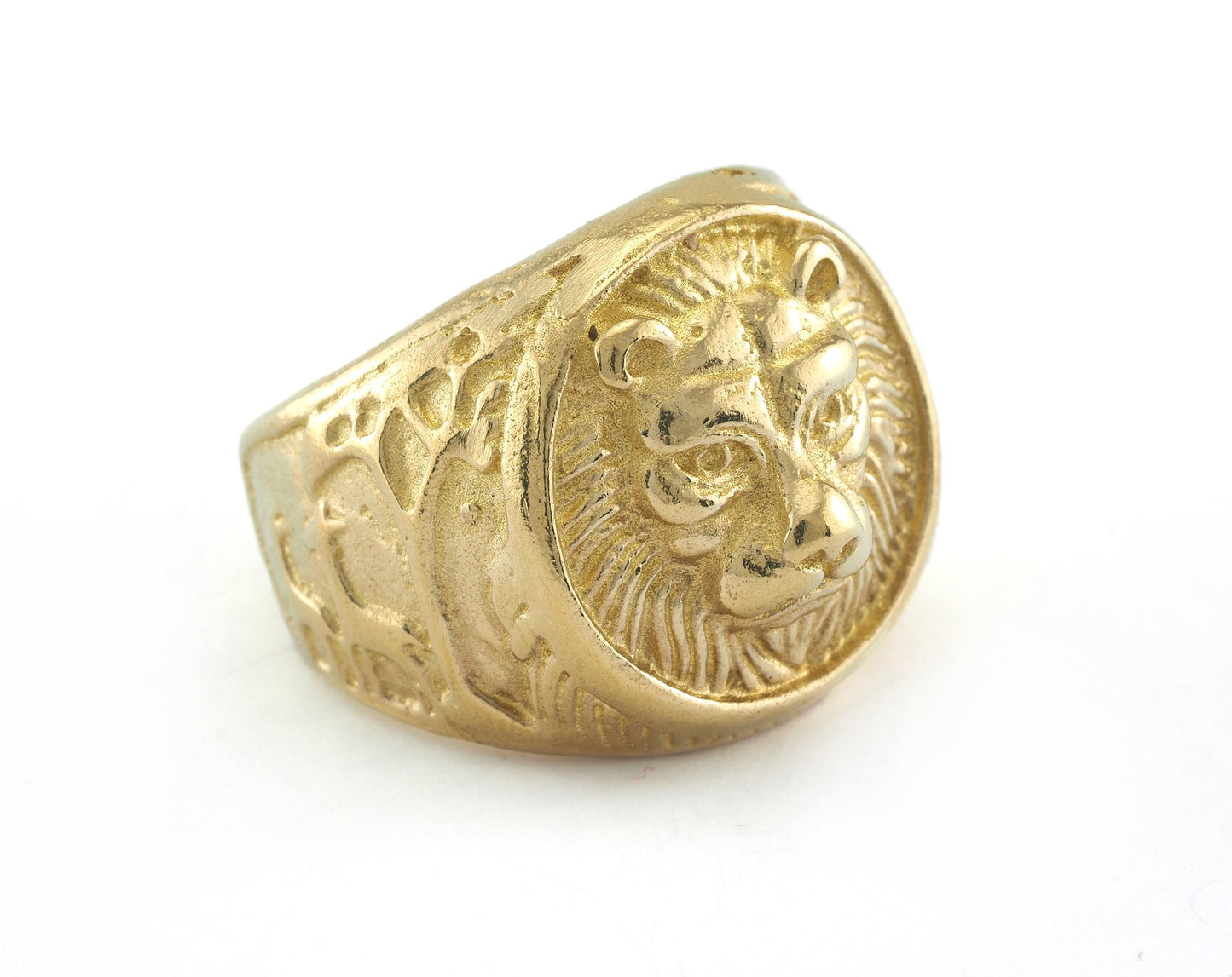 Lion Ring Adjustable Ring Raw Brass (18.5mm 8.5US inner size) OZ3358