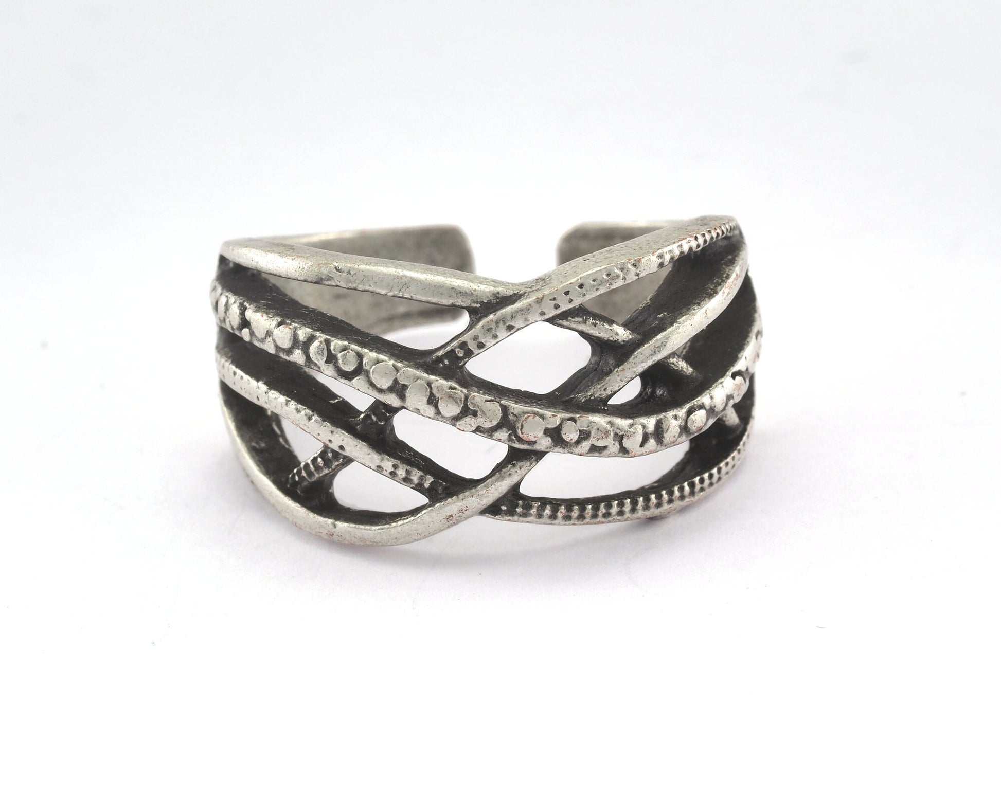 Adjustable Ring Antique Silver Plated brass (18mm 8US inner size) OZ3367