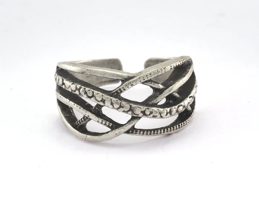 Adjustable Ring Antique Silver Plated brass (18mm 8US inner size) OZ3367