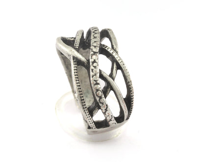 Adjustable Ring Antique Silver Plated brass (18mm 8US inner size) OZ3367